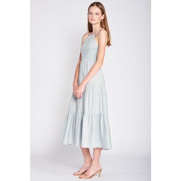 En Saison Ida Seafoam Blue Cotton Poplin Midi Dress Size S - Picture 4 of 15